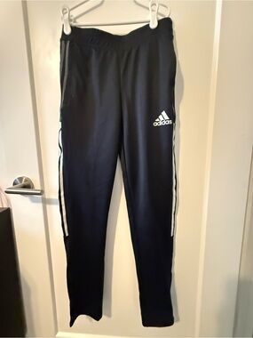 adidas Kids Black Joggers with White Side Stripes Sz 13/14